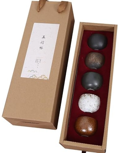 LUPATDY Juego de 5 tazas de espresso,tazas de cafe 50ml, taza de café de cerámica de pared gruesa, taza de gres para espresso, moca, macchiato, té, para mujeres y hombres