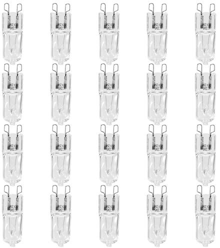 Fangxuee 20 StüCk G9 Halogen Lampen, 25 W Klare Halogen Lampen, Dimmbar, Warm 2800K für Kronleuchter, AnhäNger, Landschaft Beleuchtung