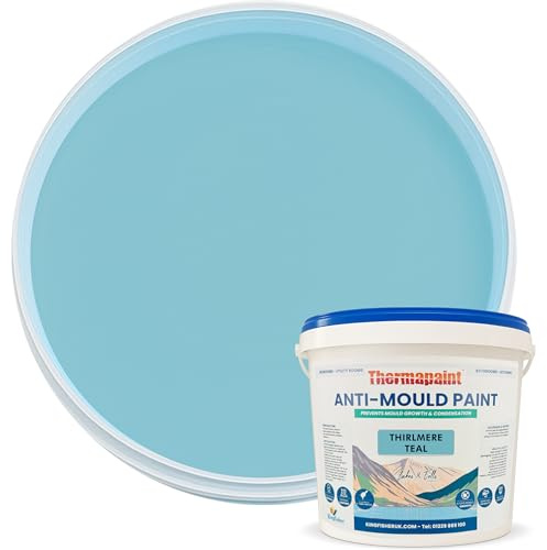 Kingfisher Thermapaint Anti Mould Emulsion Paint 2.5L, Thirlmere Teal | Mould and moisture resistant with active fungicide, waterproof and washable, for kitchens, bathrooms and more