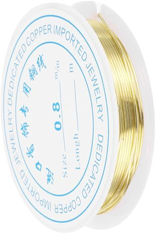 sourcing map 0.8mm/20 Gauge Copper Wire for Jewelry Making, 1 Roll Craft Tarnish Resistant Beading Wire for Jewelry Making Supplies(Gold)-3m