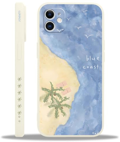 Yoedge Handyhülle für iPhone 11 Hülle Sommer, Strand Aesthetic Bunt Kokosnussbaum Muster Summer Meer Design Mädchen Frauen Cover, Silikon Case Kratzfest Schutzhülle für iPhone11 6,1, Ozean