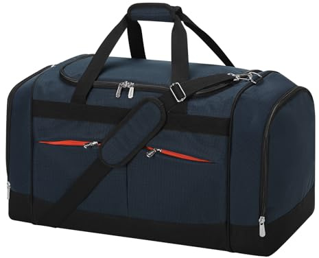 65L Sporttasche Herren Groß - 24 inch Reisetasche mit Hartem Boden und Schuhfach für Sport/Reisen 60x33x35cm-Navy Blau