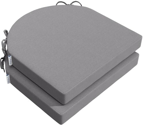PRIMEPATIO Stuhlkissen 40x40x5cm, 2er-Set mit Fixierbändern, Hellgrau