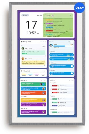 ApoloSign Digital Calendar: Electronic CalendarSmart Touchscreen Interactive Display for ChoreChart, Family Schedules Planner, Supports All Appsvia Google Play (Gray Wood)