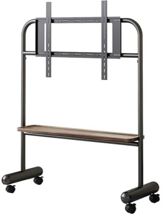 PP-Vic Chevalet d'art Roulant pour Écran LCD LED 32-75 Pouces, Support D'affichage Mobile pour Studio TV, Support D'accessoires en Acier Inoxydable avec Plateau De Rangement,Black+1 Layer