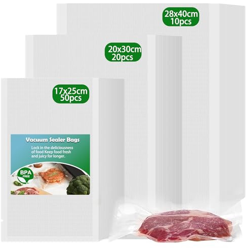 huruirui Vacuum Sealer Bags for Food 17x25cm(50) 20x30cm(20) 28x40cm(10) Vacuum Storage Bags Vac Pack Bag BPA Free Great for Sous Vide PreCut Bag