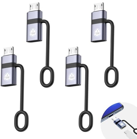 Liaoan USB C auf Micro USB Adapter, (4-Pack), unterstützt 18W Schnellladung und Datenübertragung, geeignet für USB C Buchse auf Micro Stecker Adapter, Nicht geeignet für Kopfhörer, grau.