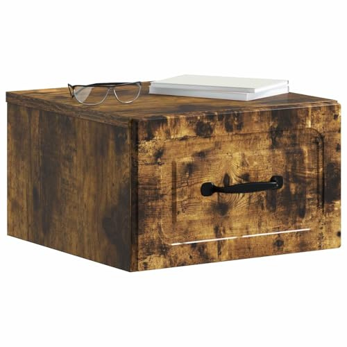 vidaXL Wandmontierter Nachttisch 2 pcs Geräucherte Eiche Holzwerkstoff, Stylischer Nachttisch, kompakter Beistelltisch, modernes Schlafzimmermöbel, Coole Aufbewahrung, minimalistisches Design