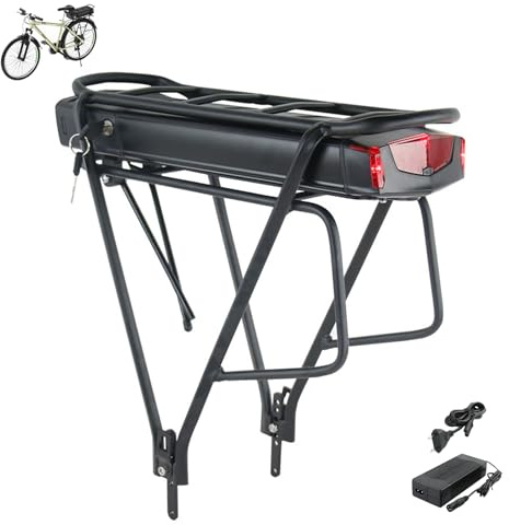 36V 15Ah Batteria Bici Elettrica con Portapacchi, Batterie per Biciclette Elettriche con BMS da 20A, caricabatterie rapido per ruote di conversione per e-bike Bafang e altre marche da 0 a 500W