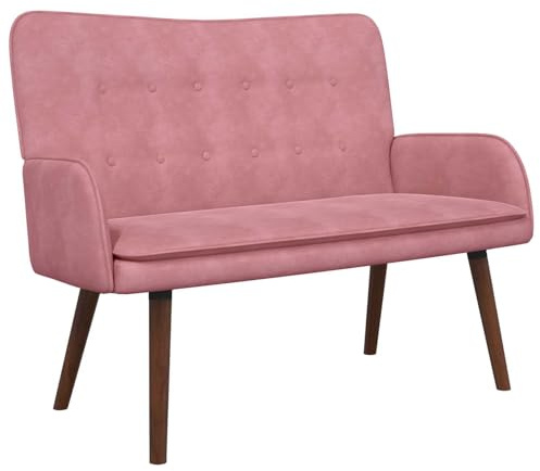 HFXHIJXQ 2-Sitzer Sofa Samt Rosa 115 x 61 x 87 cm - Elegantes Samtsofa mit Holzbeinen für Wohnzimmer & Schlafzimmer - Modernes Polstersofa Küchensofa Zweisitzer bis 220kg