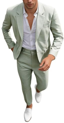 Costume Deux pièces Homme Blazer Une Bouton Pantalon Cigarette Tissu Imitation Lin froissé/Tailleur léger/Tenue Mariage Cocktail Sortie Ville Estival Multi-Teintes Pastels