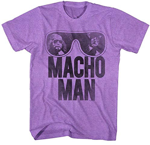 TV Store WWE World Wrestling Entertainment Old School Macho Man Glasses - Maglietta da adulto Heather Purple, viola melanzana, S