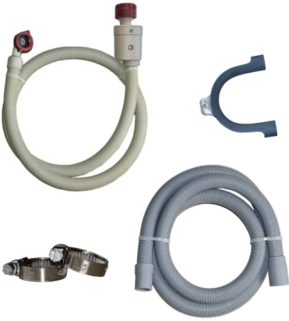 Anschluss-Set Aquastop Schlauch/Aquastop und Ablaufschlauch für Waschmaschine und Geschirrspüler, 2,5m