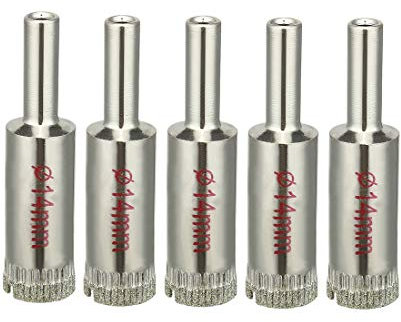 sourcingmap 5Pcs 14mm Diamond Coated Hole Saw Drill Bits for Glass Ceramic Tile Marble Rock Porcelain Bottles Pots Brick