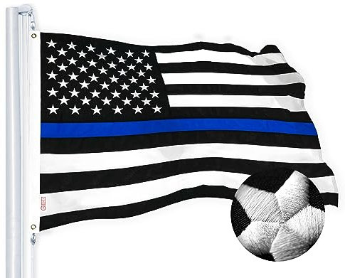 G128 Thin Blue line Flag 3x5 ft gestickte Heavy Duty 220gsm Tough Spun Polyester us-amerikanische Flagge messingösen Honoring männer und Frauen von Law Enforcement schwarz weiß und blau us-Flagge