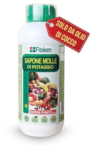 FITOKEM - Sapone Molle Potassico per Piante (1 Litro) Sapone Molle di Potassio per Piante, Insetticida ad Azione Abbattente contro Afidi, Cocciniglia, Effetto Corroborante Naturale e Lava Melata
