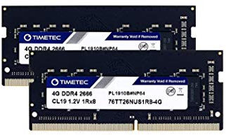 Timetec Hynix IC DDR4 2666MHz PC4-21300 Unbuffered Non-ECC 1.2V CL19 1Rx8 Single Rank 260 Pin SODIMM Laptop Notebook Computer Memory RAM Module Upgrade (8GB Kit (2x4GB))