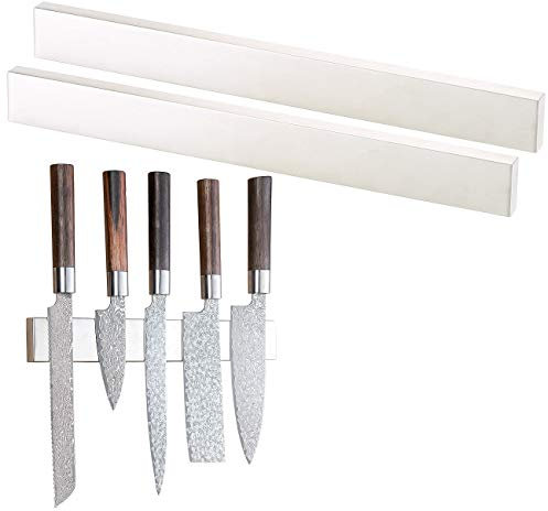 Rosenstein & Söhne Messer-Leiste: 2er-Set durchgehende Magnet-Messerleisten, gebürsteter Edelstahl, 45cm (Magnetleiste für Küchenmesser, Design Magnetleiste)
