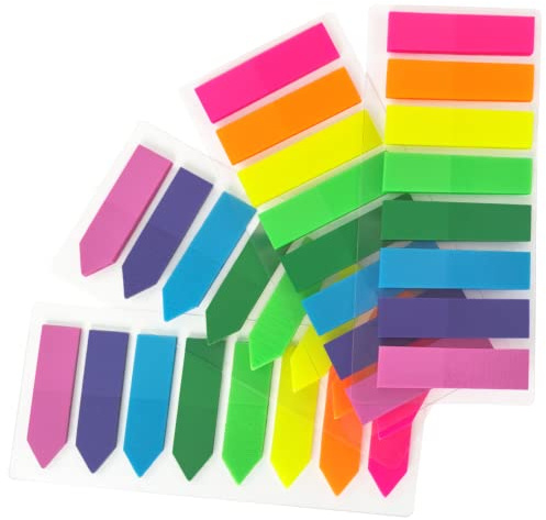 KICNIC Page Markers Colored Sticky Tabs 800 Pcs, Translucent Arrow Flags for Page Marking, Fluorescent Index Tab Stickers for Notebooks, Small Sticky Notes Flags [8 Colors, 4 Sets]