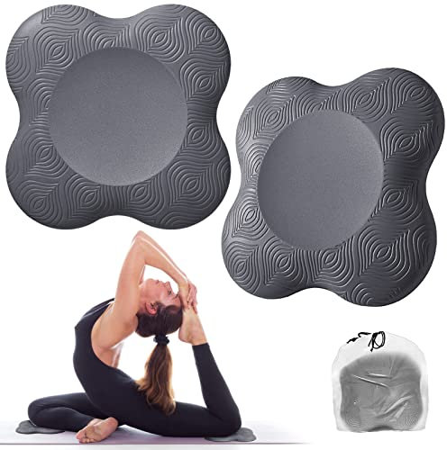 Bigmeda 2Stk Kniekissen für Yoga,Yoga Matt für Pilates,Minimiert und Unterstützt Knie Handgelenke und Ellbogen,Umweltfreundlich Leicht Rutschfest Yoga Mat (Grau)