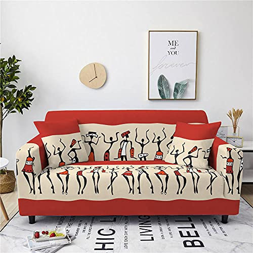 ZAHHYG Sofabezug Beige Orange Ethno-Stil Sofa Überzug Sofaüberwurf Stretchy Couchbezug Sofa Bezug Ecksofa Überwurf Sofabezüge Antirutsch Sofahusse Jacquard Sofaüberzug 1 Place (90cm-140cm)