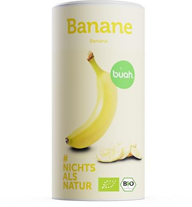 BUAH® Gefriergetrocknete Bio Bananen | Bananen Chips Als Snack Oder Für Smoothies | Idealer Süßigkeiten Ersatz | Vegan & ohne Zuckerzusatz | 210g