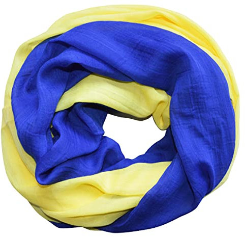 thb Richter Damen Loopschal Schlauchschal Rundschal Halstuch Seidig Extraweich luftig Unifarben Frühling & Sommer Blau-Gelb Ukraine-Farben/Farbe der Ukraine-Flagge/Fahne