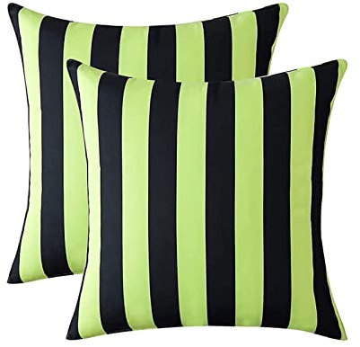 SK Studio 2 Stück Outdoor Kissen Wetterfest Wellen Gestreift Kissenbezug Sofakissen Dekorativ für Garten Sofa Wohnzimmer Bett Grün, 45x45cm