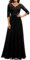 Daisyaner Damen Elegant Maxi Lang Abendkleid mit floraler Spitze V-Ausschnitt Brautjungfernkleider Ballkleid Bodenlang Cocktailkleid Hochzeit Abschlusskleid Schwarz S