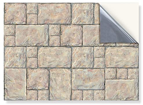 Stick & Go Repositionable Self Adhesive Dolls House Wallpaper 1:12 Scale (1 Sheet) - Old Flagstones - No. 210