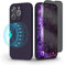 pcgaga Designed for iPhone 14 Pro Max Silicone Case with MagSafe, 2 Tempered Glass Screen Protector (Privacy & Clear), Full Camera Protection with Microfiber Lining, 6.7 inch, Elderberry Purple