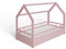 MS FACTORY Lit Enfant Bébé Maison 80x160 cm - Lit en Massif Cabane avec Protection Anti-retombée, Barrière Sécurité - Style Scandinave Montessori - Rose Barrières