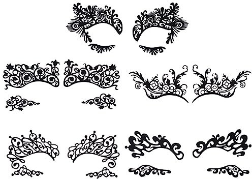 minkissy 5 paia di adesivi per occhi in pizzo nero adesivi per ballo di fine anno adesivi per trucco gemme per Halloween gemme per viso adesivi eyeliner adesivi per viso in pizzo per donne bambini