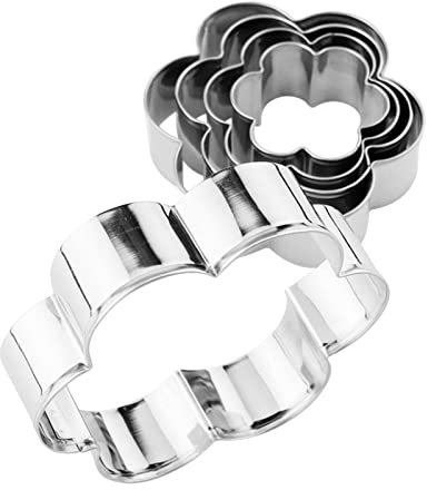 5pcs Verschieden Große Ausstechformen, Ausstechform Edelstahl Keksausstecher Set für DIY Fondant, Kuchen, Desserts, Kekse (Blumen)