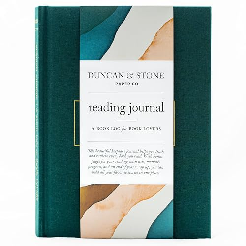 Läsdagbok för bokälskare (smaragd, 120 sidor) av Duncan & Stone - linne inbunden dagbok för boklogga - bokrecensionsdagbok - enkel journal anteckningsbok för författare