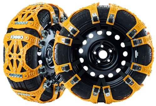 DEDC Schneeketten Universal 6 Stück, Schneeketten (165-285MM), Gleitschutz-Universal-Autoketten für PKW/SUV/LKW/Pickups mit verstellbaren Reifen, 13 Spikes