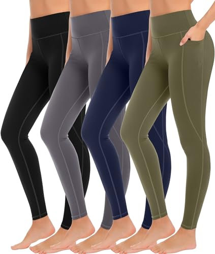 MIRITY Yoga-Leggings mit Taschen für Damen, hohe Taille, Bauchkontrolle für Training, 4 Stück, Farbe 12, X-Groß