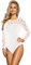 ohyeahlady Long Sleeve Bodysuit Women Sexy Mesh Lace Lingerie Body Suit Leotard Tops White Jumpsuit Plus Size UK 10