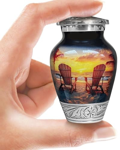Beach Sunset Urn for Human Ashes | Keepsake Handcrafted Funeral Memorial | Decorative Cremation Urn for Women and Men