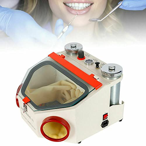 Cabina sabbiatrice, 220 V, Dental Lab, sabbiatrice Dental Lab, sabbiatrice a doppio perno con finestrella, tecnica dentale, lucidatura dentale
