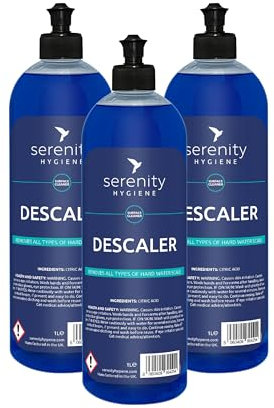 Serenity Non Corrosive Descaler, Safe descaler for coffee machines, kettles and shower heads 1 Litre Pack of 3