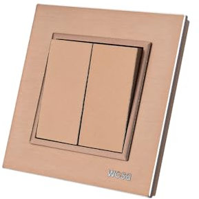 Interrupteur va et vient,interrupteur mural Couleurs de cuivre Aluminium Panneau Brossé 2 voie,interrupteur mécanique mural 86 mm, interrupteur standard 10 Amp, 250 V