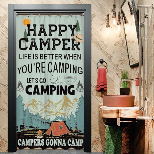 LIGHTINHOME Petit rideau de douche pour camping-car, 91,4 x 182,9 cm (l x H) - Citations inspirantes rustiques - Tissu polyester imperméable - Décoration d'intérieur avec crochets