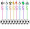 Lot de 8 pailles de fête de football, 10 inserts pour dessert de football, décoration de football, décoration de football pour enfants d'anniversaire