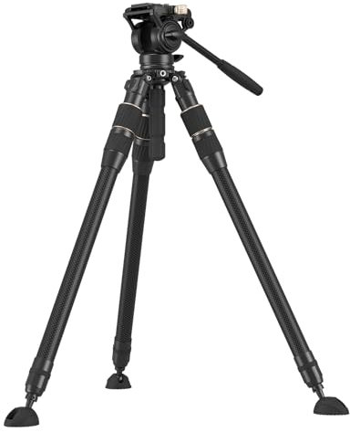 SMALLRIG FT-S303 FreeSpeed Carbon Fiber Tripod, 59'' Travel Video Tripod w/One-Twist Height Adjustment, 360° Fluid Head, Dual-Mode QR Plate, Weighs 6.4lbs, Max Load 13.2lbs / 6kg - 4643