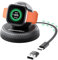 NEWDERY Ladestation für Pixel Watch 3/2, Tragbares Kabelloses Ladegerät Magnetisch für Fitbit Sense 2/1, Versa 4/3, Ständer Einziehbares USB-C Ladekabel mit USB A für Fitbit, für Google Smartwatch