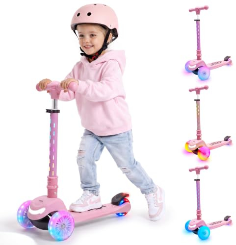 SUN BABY LUMI Ride 3-Rad-Kinderroller mit Balance- und LED-Funktion | Ab 3 Jahren, klappbar, höhenverstellbarer Lenker, Fußbremse, rutschfestes Trittbrett, abnehmbarer Lenker
