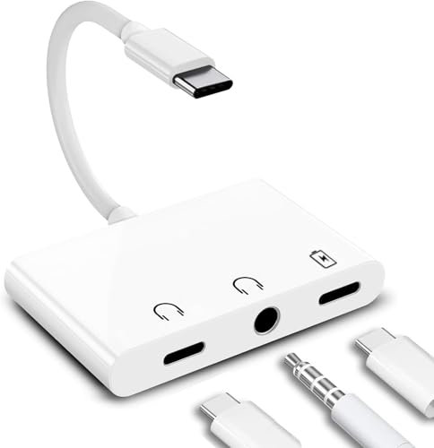 Viojrlly Adaptateur de Casque USB C Jack 3.5mm Ecouteur(3 en1) Casque Chargeur USB-C vers Écouteur Prise DAC Audio Cable Compatibles pour Samsung pour Apple iPhone 15 Pro Max Plus pour iPad Air Mini