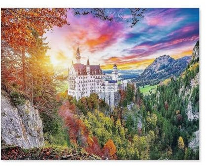 Papierpuzzle Puzzle 1000 Stück，Blick auf Neuschwanstein, Deutschland，Lernspielzeug Für Erwachsene Geburtstagsgeschenk Dekoration（50x70cm）-D100