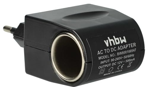 vhbw adattatore 12 V - 220 V, trasformatore di tensione da 500 mA per caricatore, cavo di ricarica da auto